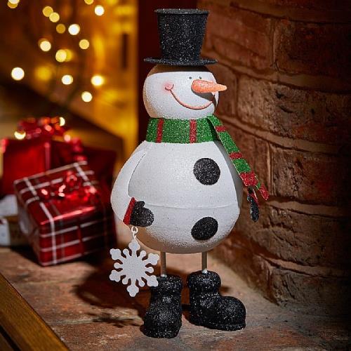 Christmas Sparkly Wobble Snowman Decoration Figurine - SparklyWobbleDecorationSnowman.jpg